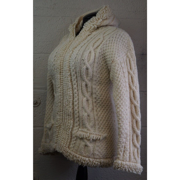 Native Knit Womens Hooded Sweater 100% Wool Made in Ecuador Size M / L - Picture 4 of 13
